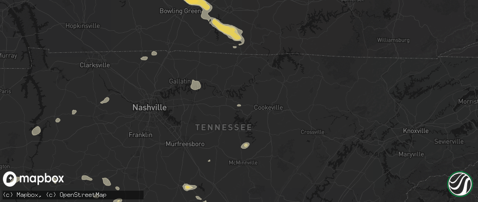 Hail map in Chestnut Mound, TN on July 11, 2026