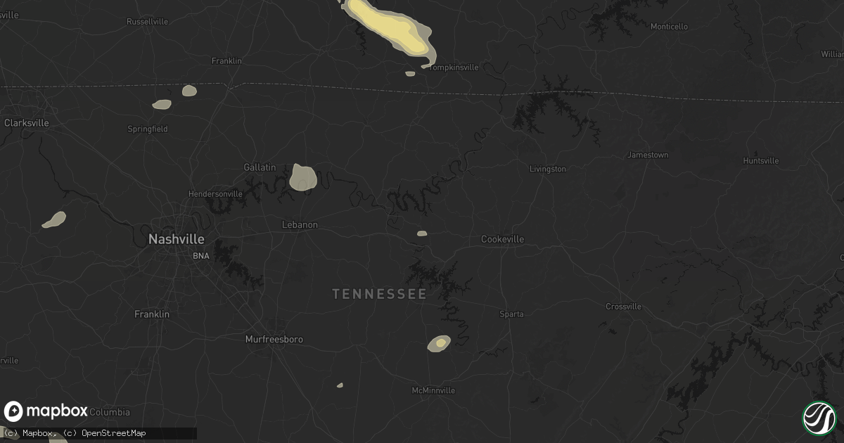 Hail map in Chestnut Mound, TN on July 11, 2026