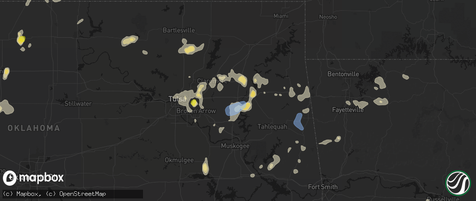 Hail map in Chouteau, OK on July 11, 2026
