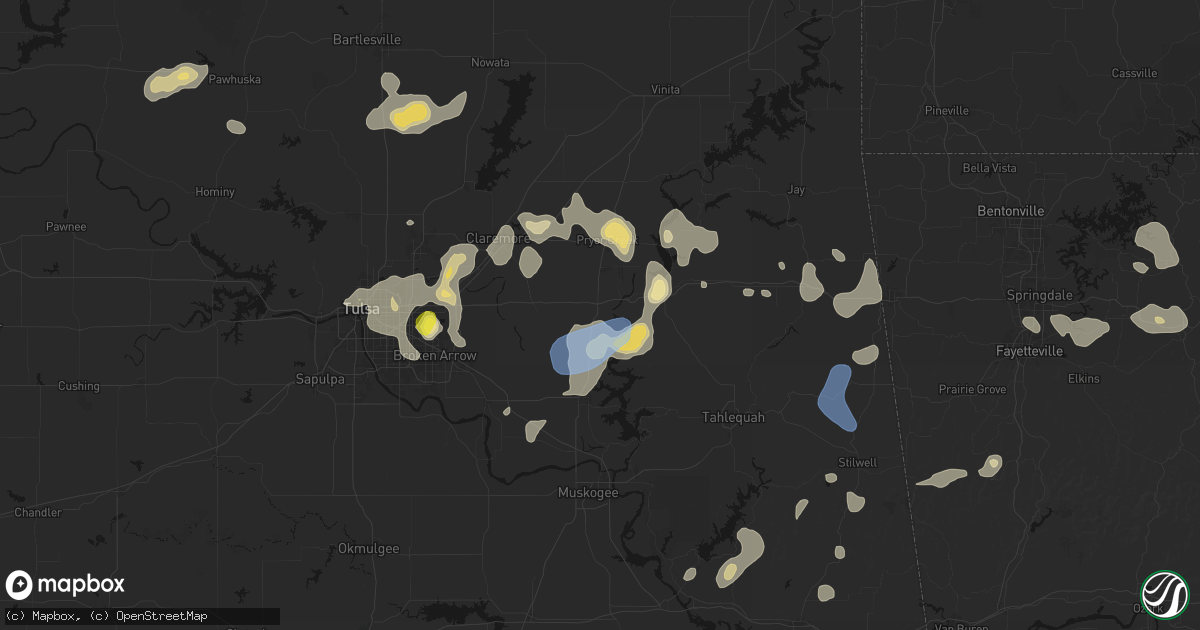 Hail map in Chouteau, OK on July 11, 2026