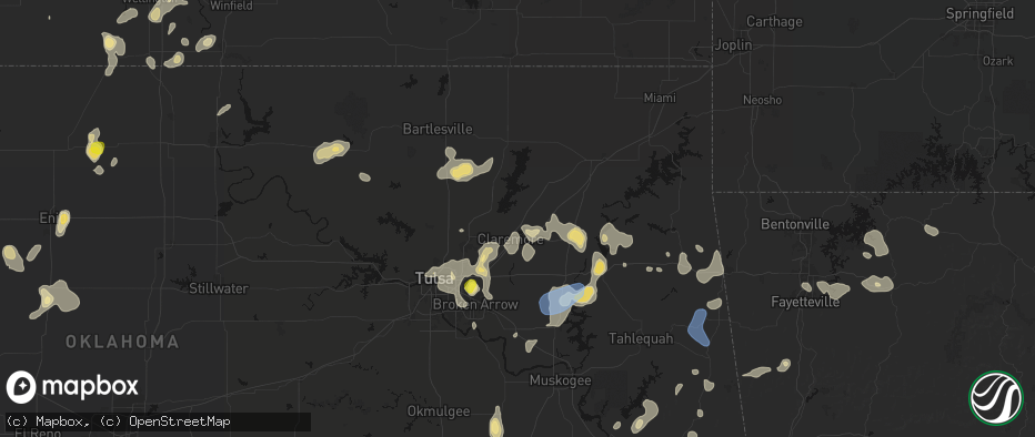 Hail map in Claremore, OK on July 11, 2026