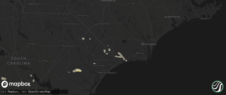 Hail map in Clarendon, NC on July 11, 2026