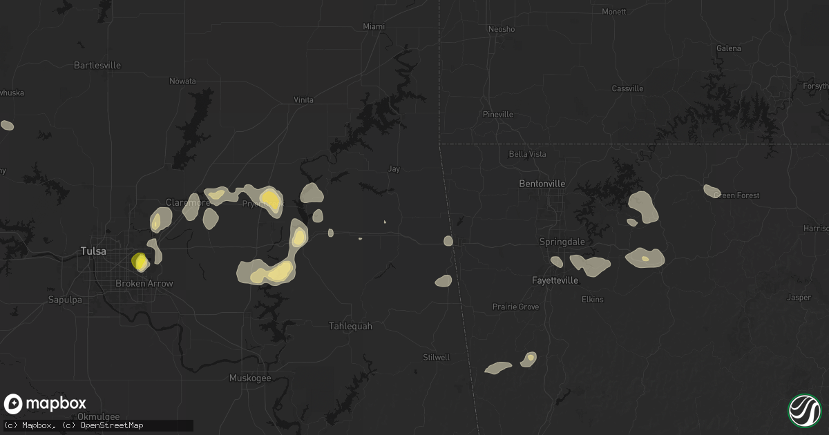 Hail map in Colcord, OK on July 11, 2026