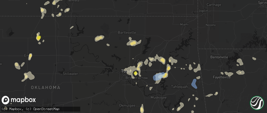 Hail map in Collinsville, OK on July 11, 2026