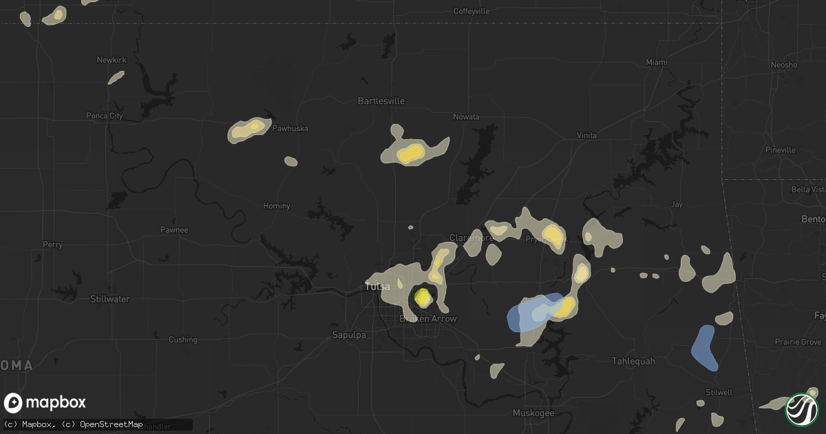 Hail map in Collinsville, OK on July 11, 2026