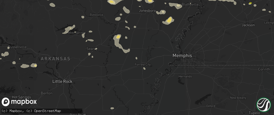 Hail map in Colt, AR on July 11, 2026