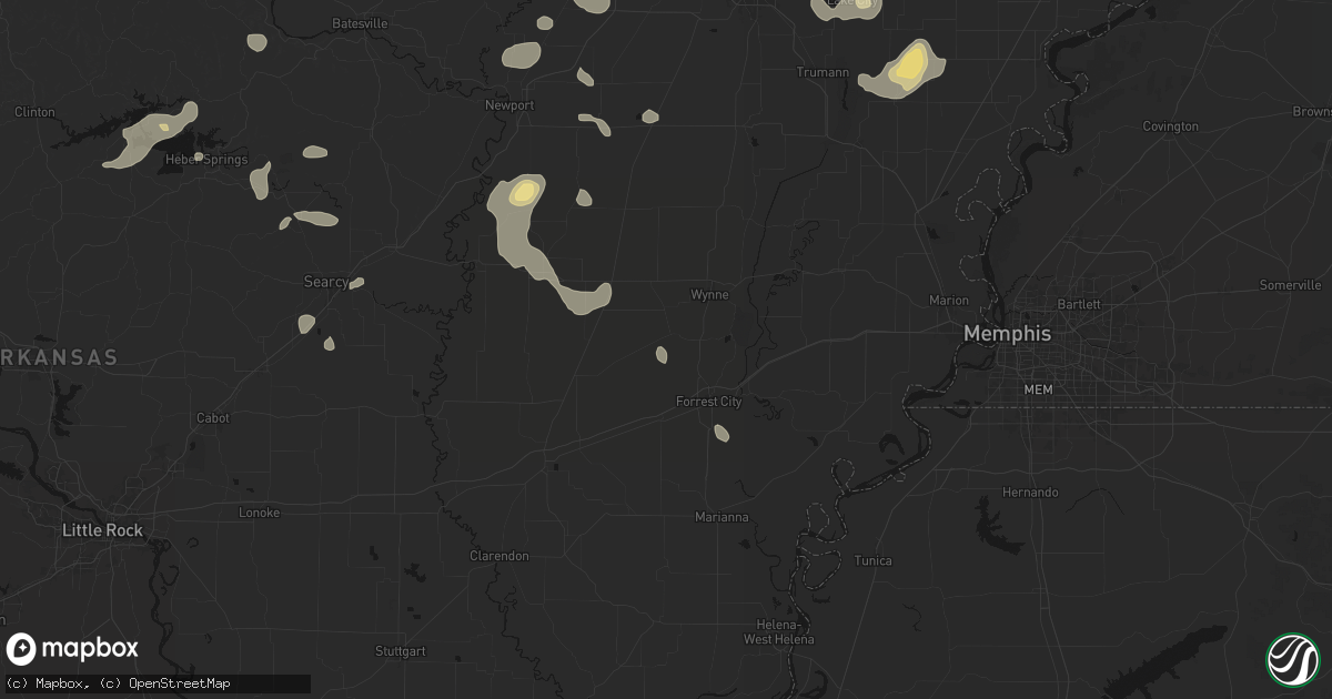 Hail map in Colt, AR on July 11, 2026