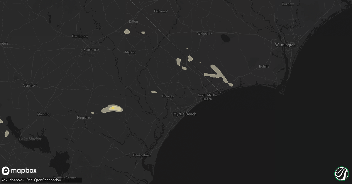 Hail map in Conway, SC on July 11, 2026