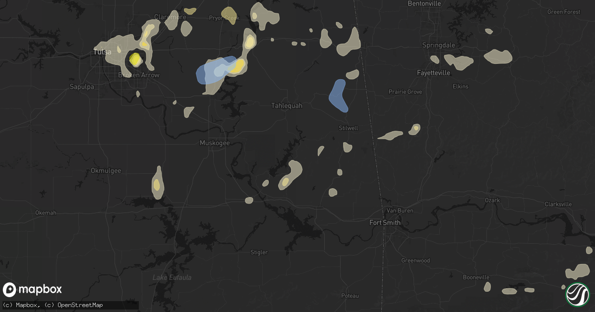 Hail map in Cookson, OK on July 11, 2026