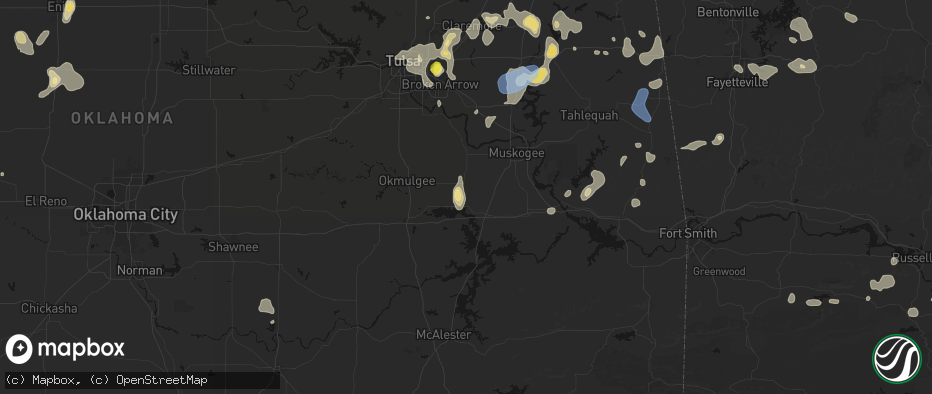 Hail map in Council Hill, OK on July 11, 2026