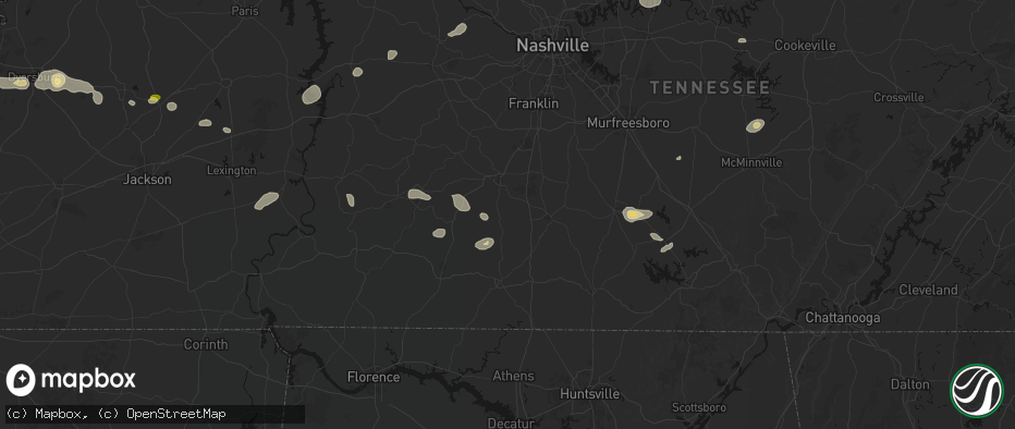 Hail map in Culleoka, TN on July 11, 2026