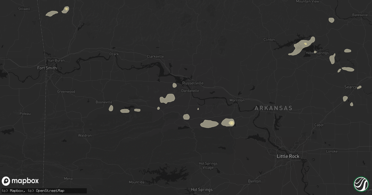 Hail map in Dardanelle, AR on July 11, 2026