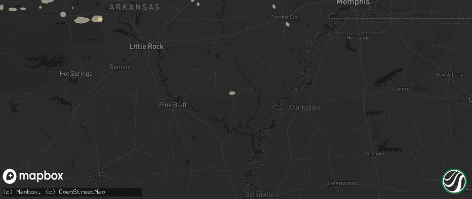Hail map in De Witt, AR on July 11, 2026