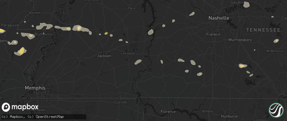 Hail map in Decaturville, TN on July 11, 2026