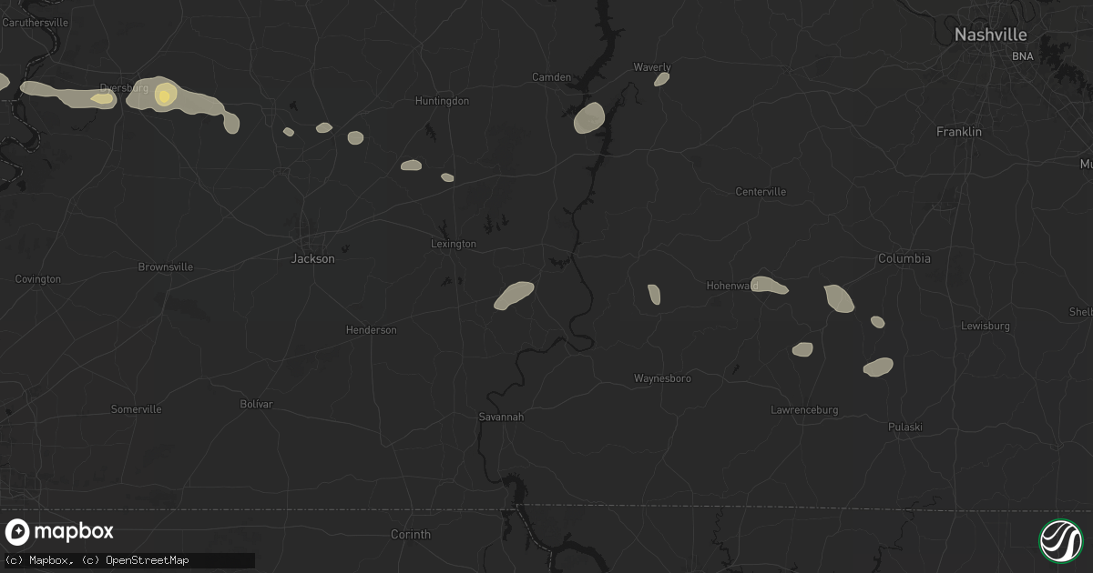 Hail map in Decaturville, TN on July 11, 2026