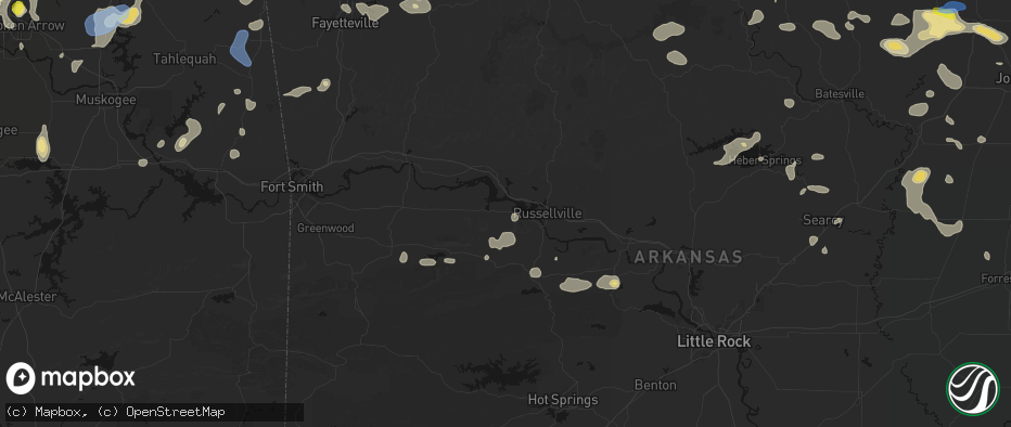 Hail map in Delaware, AR on July 11, 2026