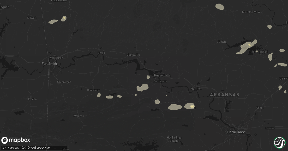 Hail map in Delaware, AR on July 11, 2026