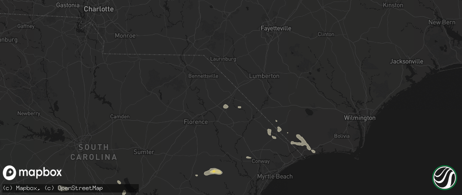 Hail map in Dillon, SC on July 11, 2026