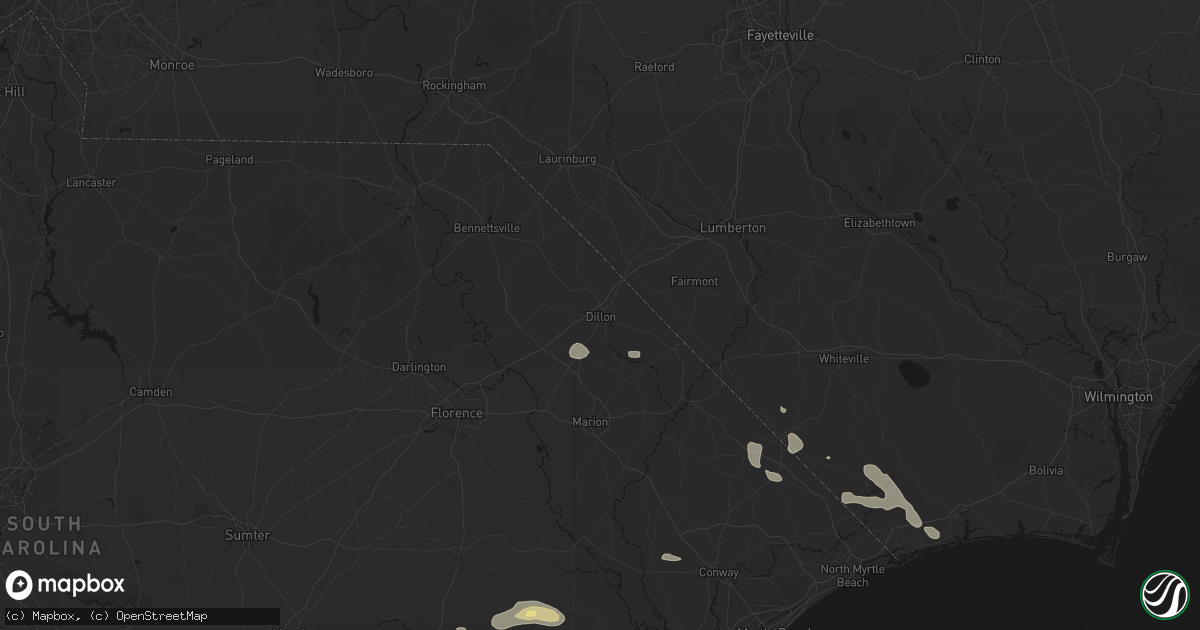Hail map in Dillon, SC on July 11, 2026