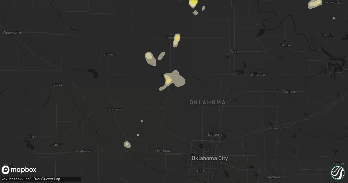 Hail map in Dover, OK on July 11, 2026