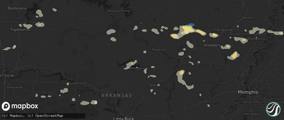 Hail map in Drasco, AR on July 11, 2026