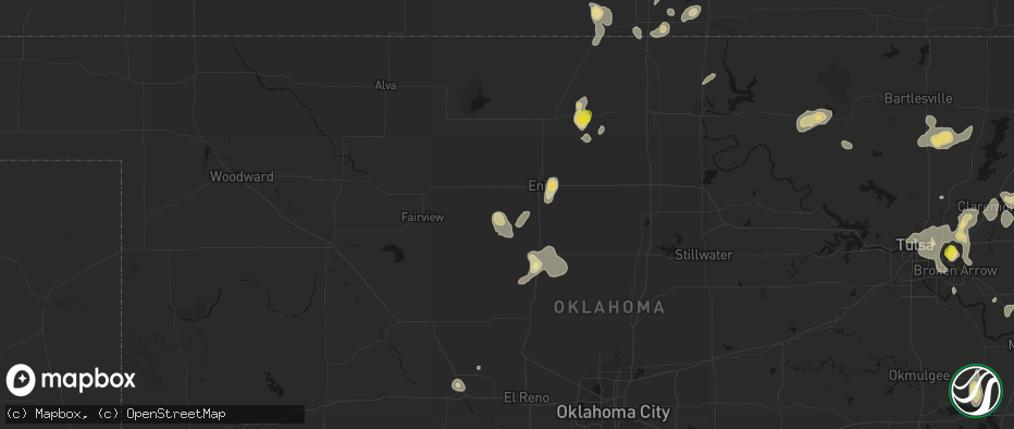 Hail map in Drummond, OK on July 11, 2026