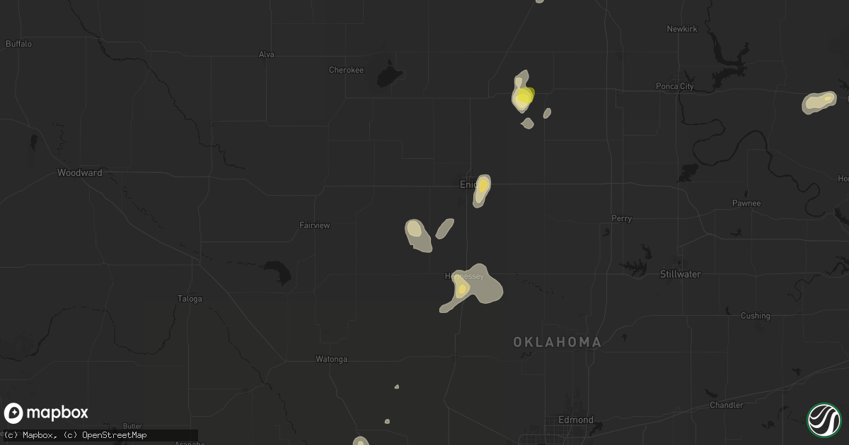 Hail map in Drummond, OK on July 11, 2026