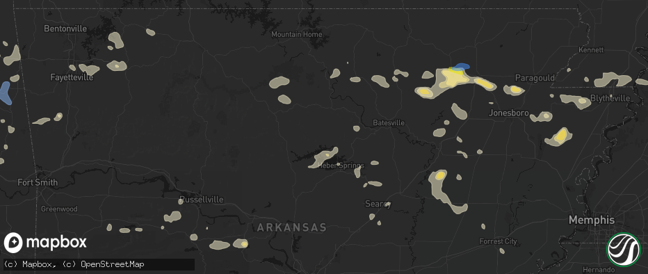 Hail map in Edgemont, AR on July 11, 2026