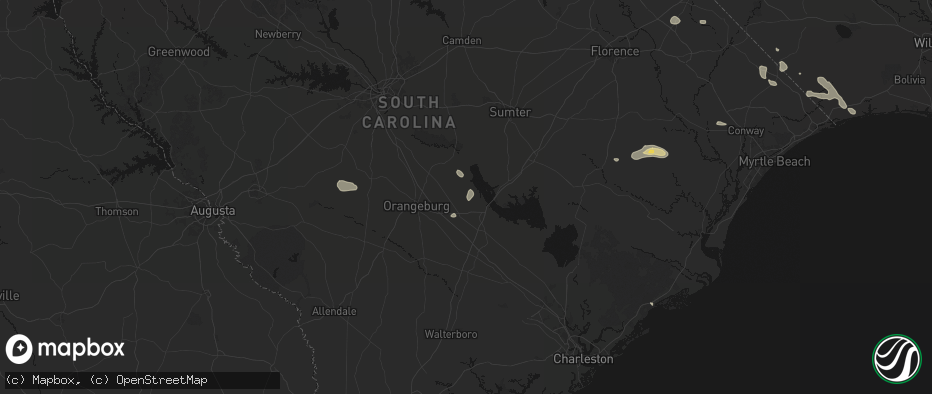 Hail map in Elloree, SC on July 11, 2026