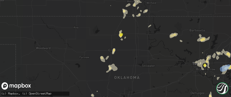Hail map in Enid, OK on July 11, 2026