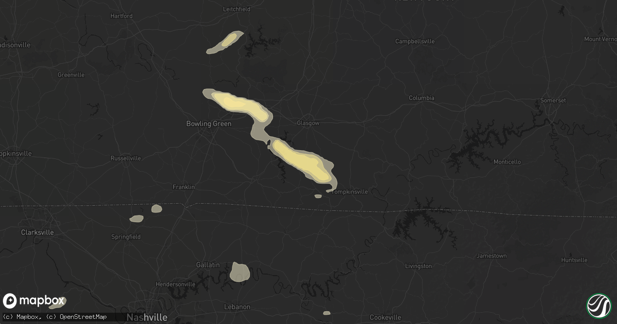 Hail map in Etoile, KY on July 11, 2026