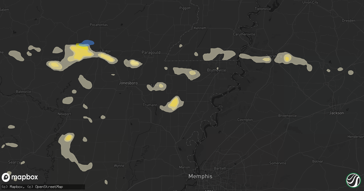 Hail map in Etowah, AR on July 11, 2026