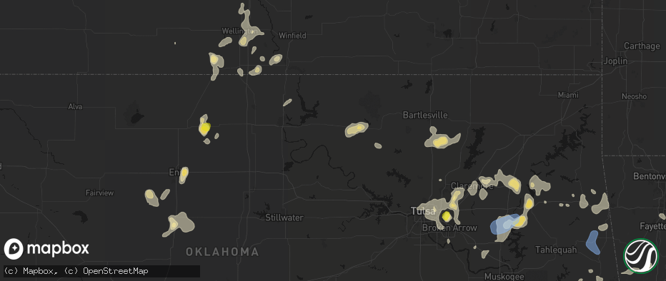 Hail map in Fairfax, OK on July 11, 2026