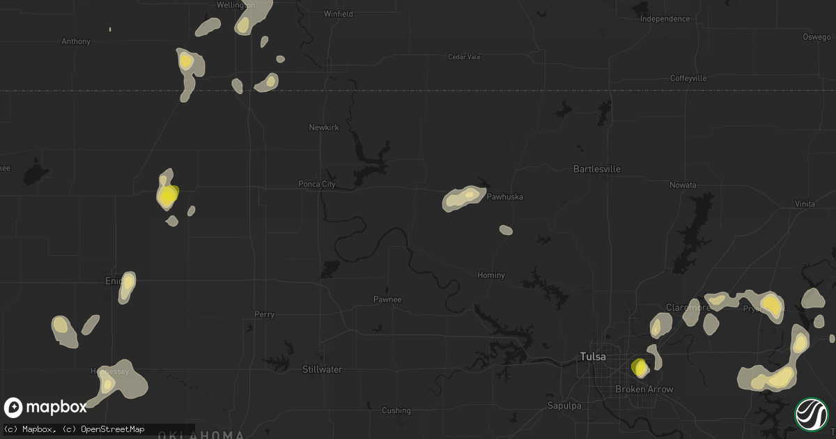 Hail map in Fairfax, OK on July 11, 2026
