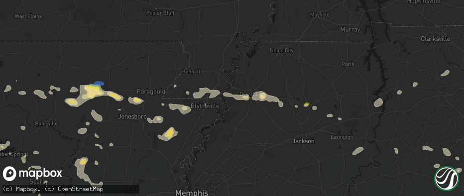 Hail map in Finley, TN on July 11, 2026
