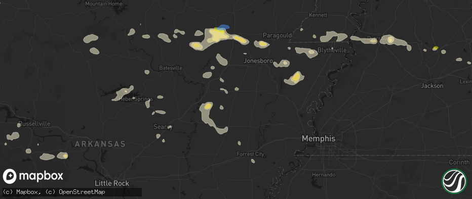 Hail map in Fisher, AR on July 11, 2026