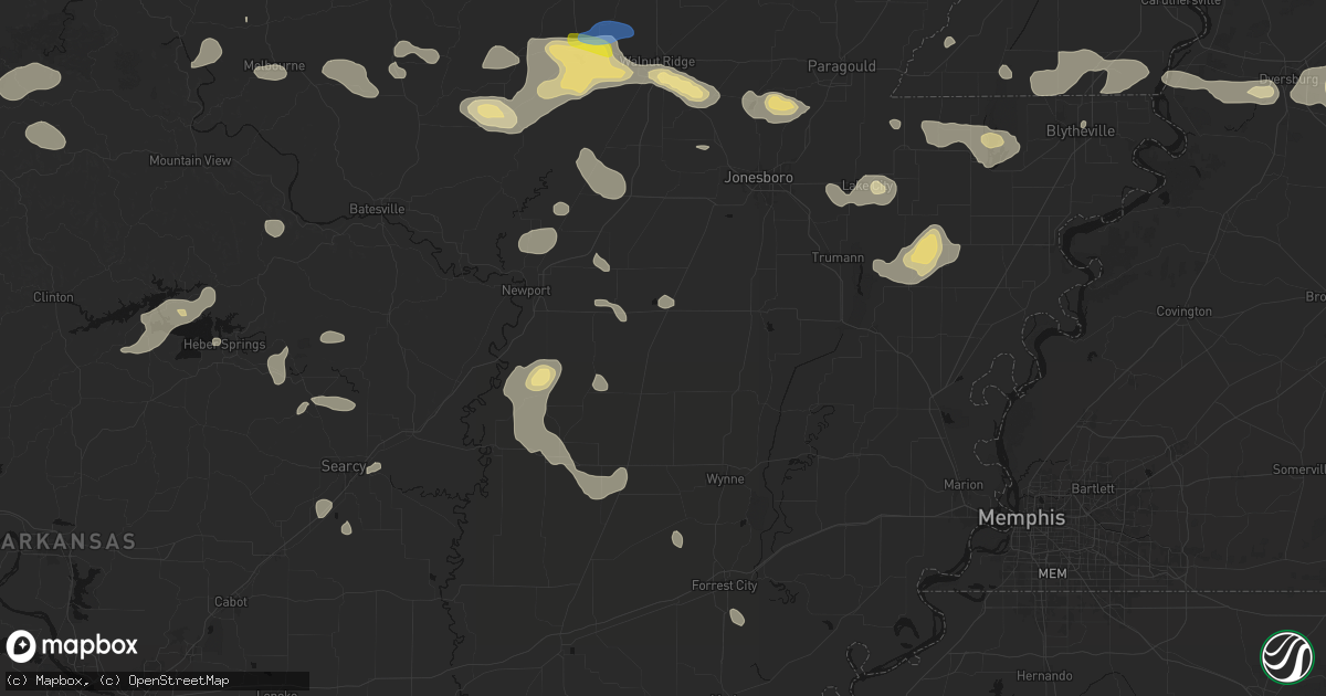 Hail map in Fisher, AR on July 11, 2026