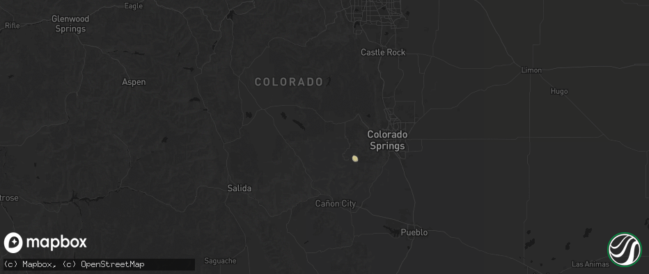Hail map in Florissant, CO on July 11, 2026