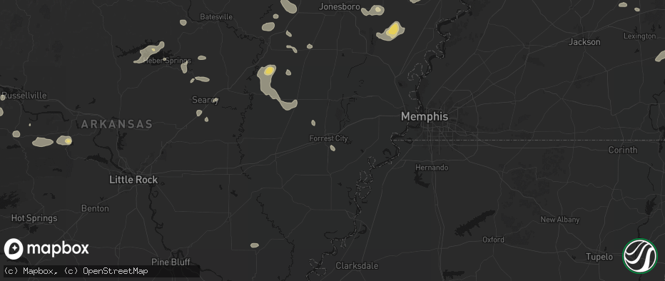 Hail map in Forrest City, AR on July 11, 2026