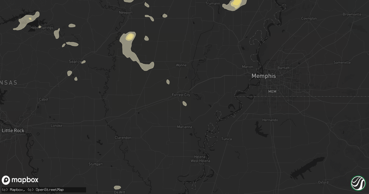 Hail map in Forrest City, AR on July 11, 2026