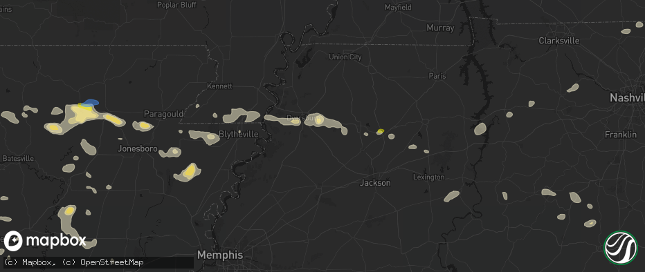 Hail map in Friendship, TN on July 11, 2026