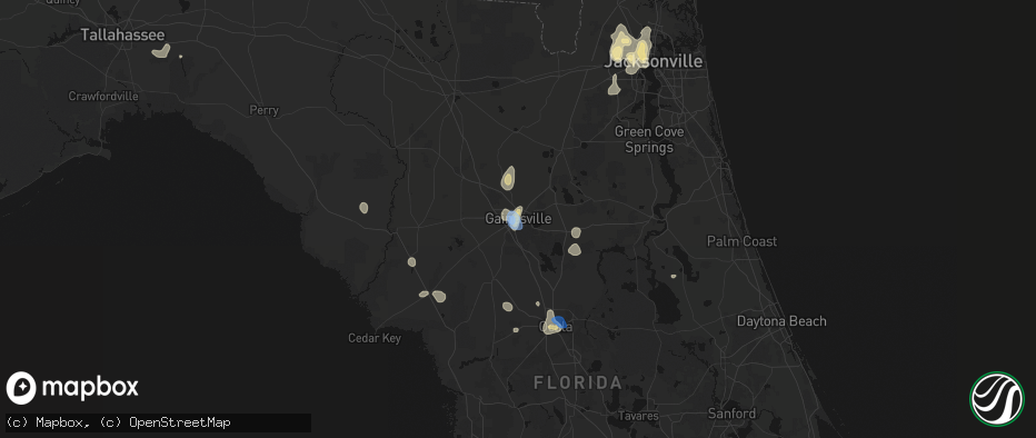 Hail map in Gainesville, FL on July 11, 2026