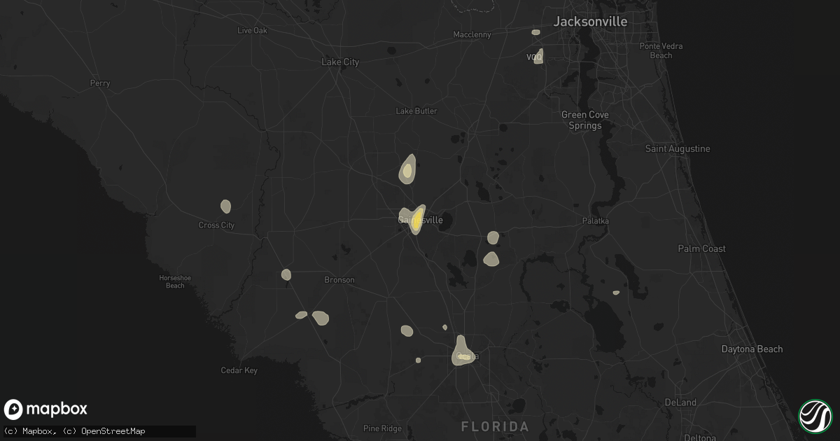Hail map in Gainesville, FL on July 11, 2026