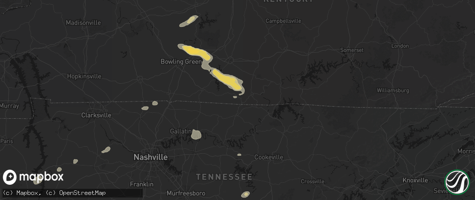 Hail map in Gamaliel, KY on July 11, 2026