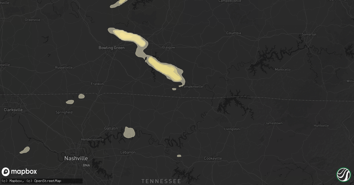 Hail map in Gamaliel, KY on July 11, 2026