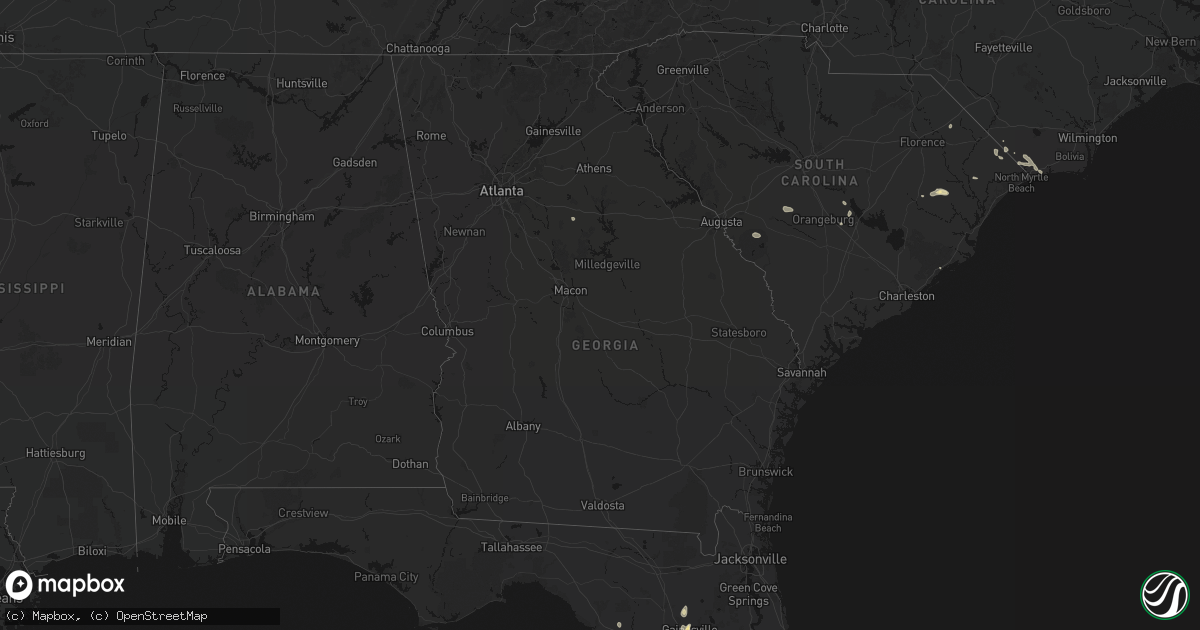 Hail map in Georgia on July 11, 2026