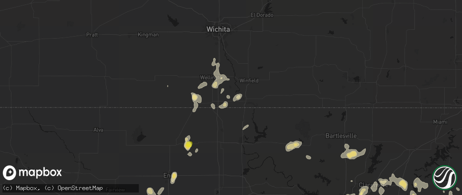 Hail map in Geuda Springs, KS on July 11, 2026