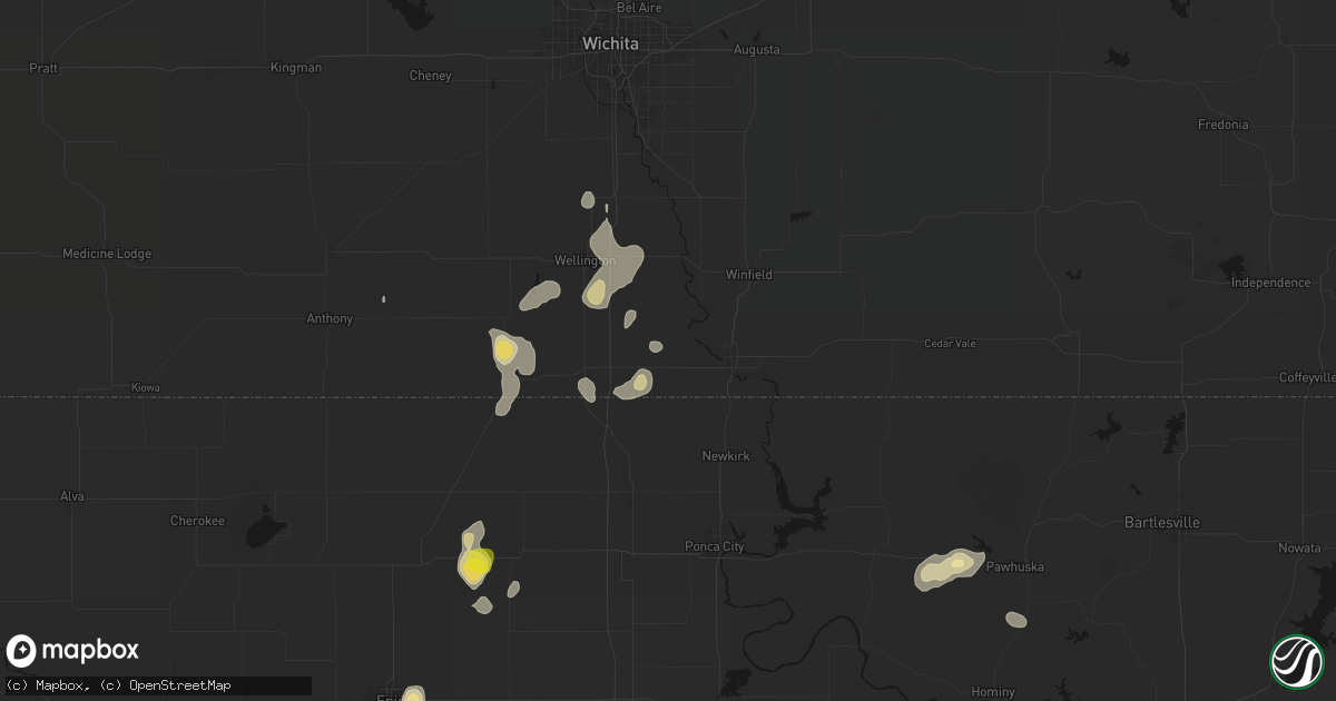Hail map in Geuda Springs, KS on July 11, 2026