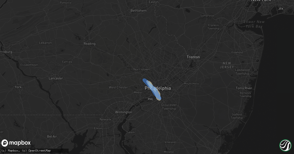 Hail map in Gladwyne, PA on July 11, 2026