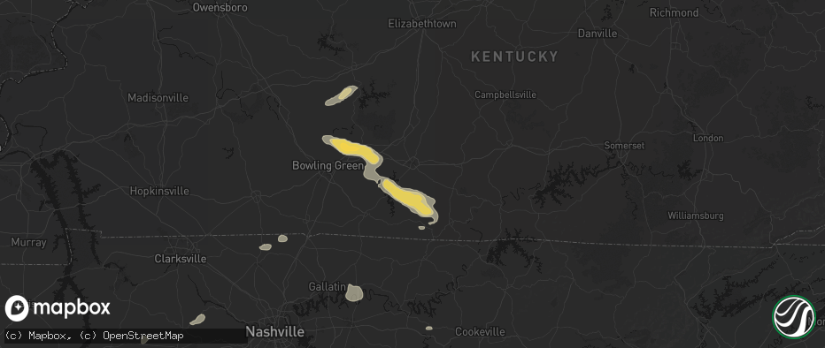 Hail map in Glasgow, KY on July 11, 2026